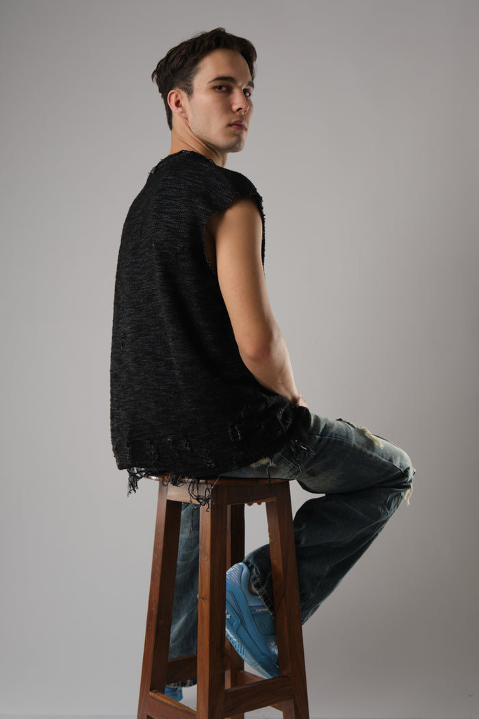 COW BOY, FEATURING HEAVILY DISTRESSED EDGES BLACK