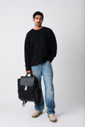 BLACK RAW DISTRESSED ATELIER CREWNECK