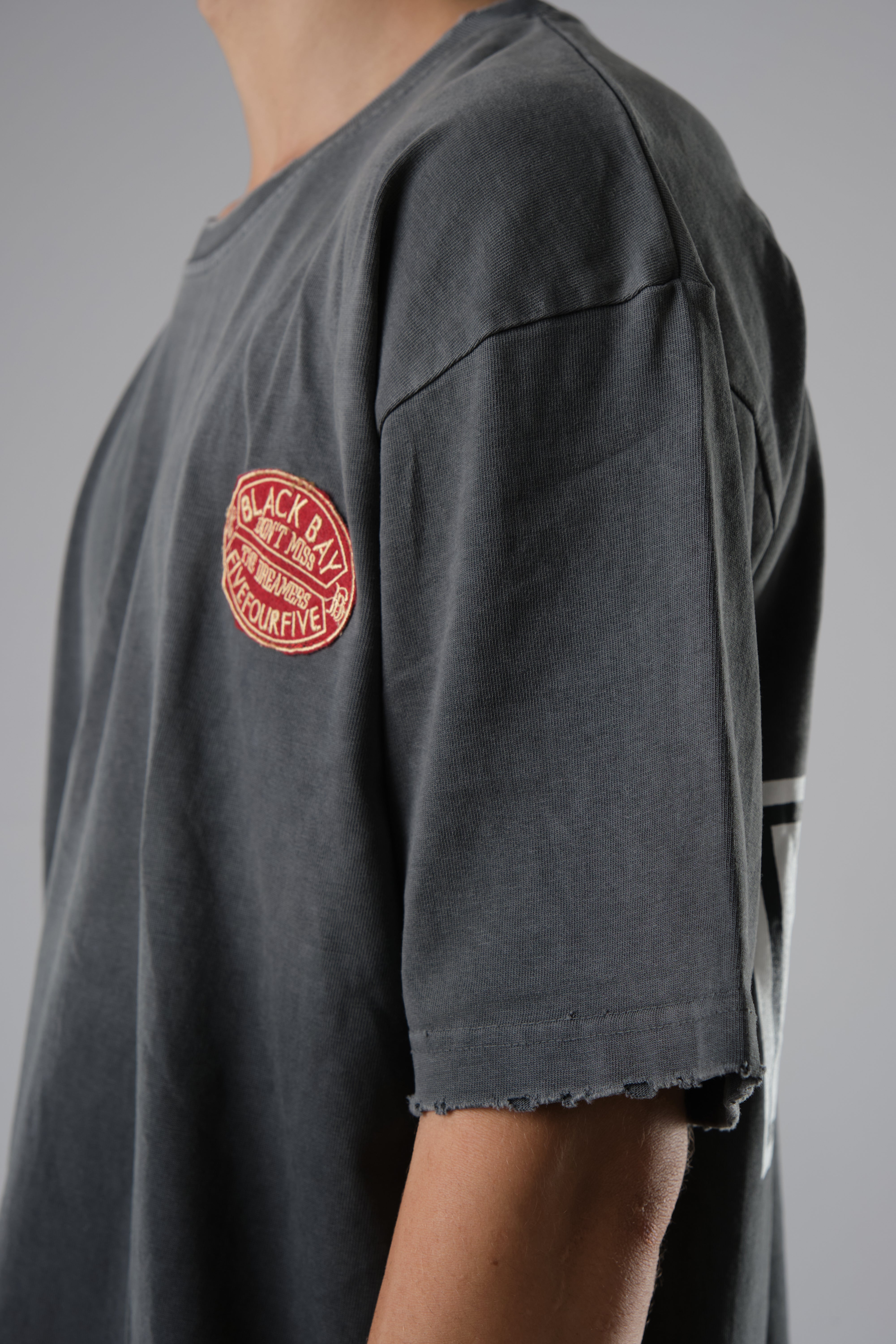 OASIS BLACK WASHED WITH DISTRESSED EDGES T-SHIRT