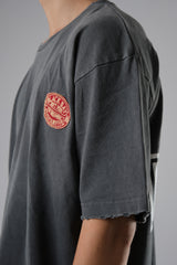 OASIS BLACK WASHED WITH DISTRESSED EDGES T-SHIRT
