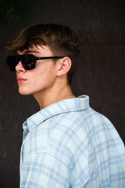 AMALFI BREEZE SHREDDED PLAID SHIRT