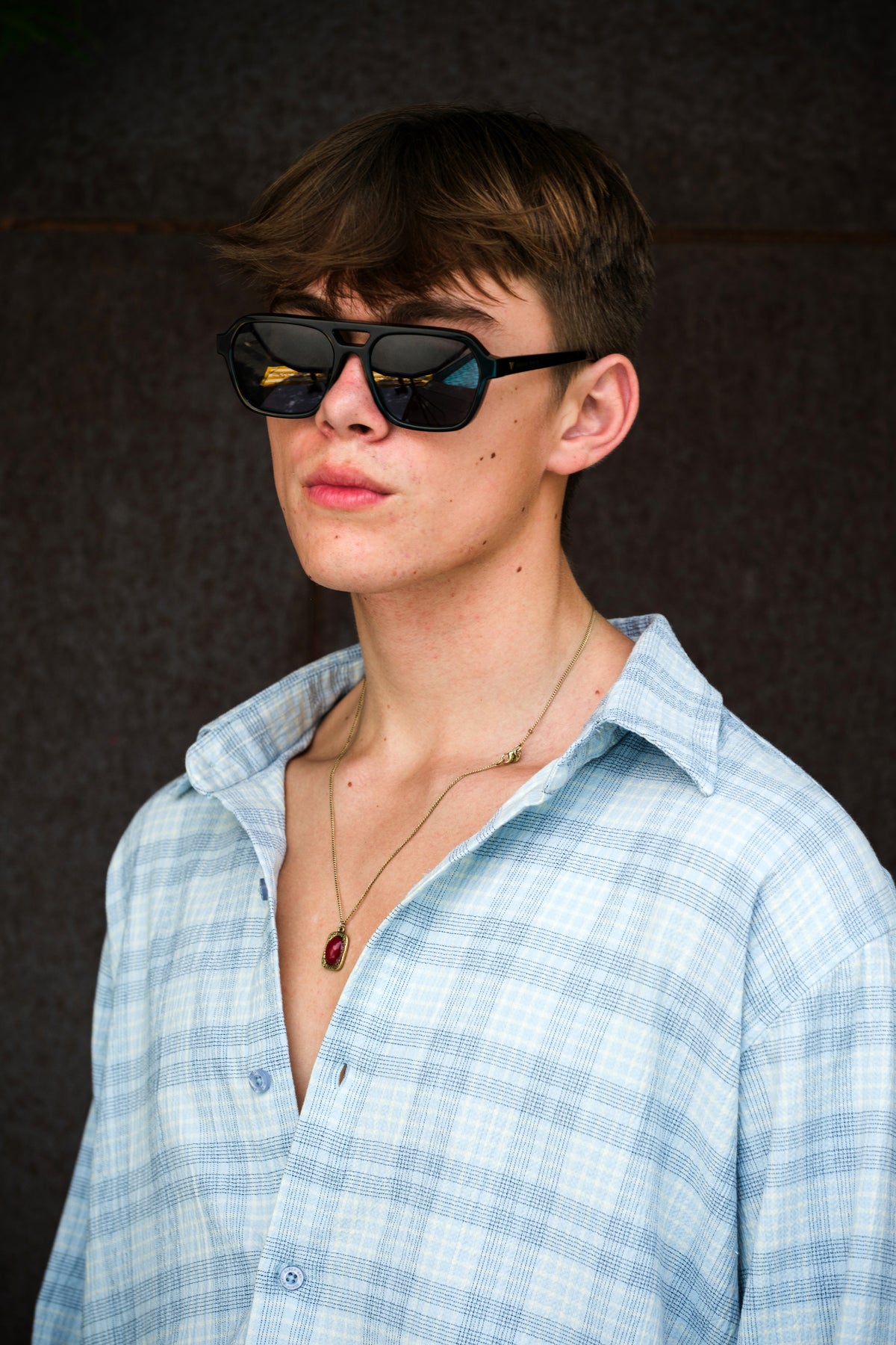 AMALFI BREEZE SHREDDED PLAID SHIRT