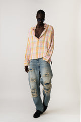SORBIT RESORT SHREDDED PLAID SHIRT