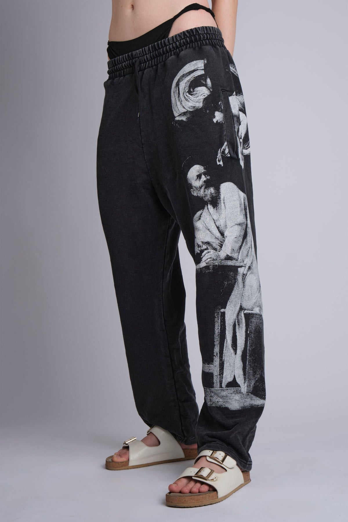 GRAPHIC-PRINT TRACK PANTS INSPIRED BY RENAISSANCE PAINTINGS