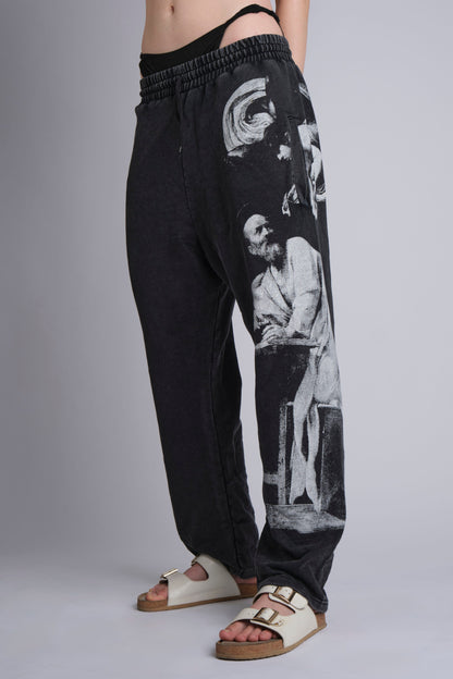 GRAPHIC-PRINT TRACK PANTS INSPIRED BY RENAISSANCE PAINTINGS
