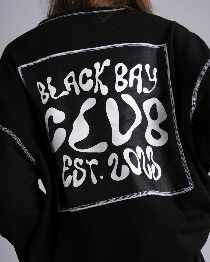 CONTRAST FLATLOCK SWEATSHIRT IN BLACK