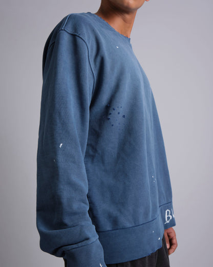 BLU RAW HANDWRITTEN DISTRESSED SWEATSHIRT