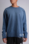 BLU RAW HANDWRITTEN DISTRESSED SWEATSHIRT