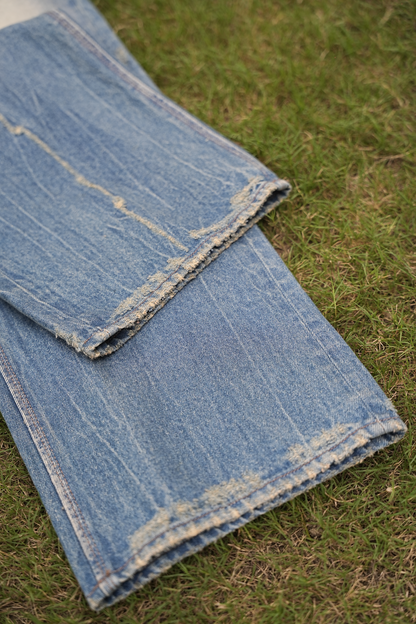 EROSION BLUE RAW EDGE DENIM