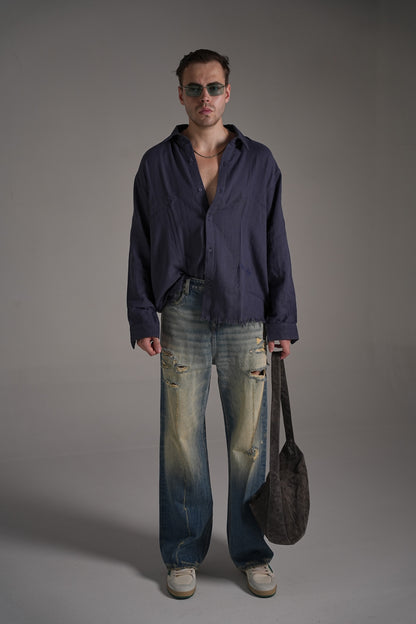 EROSION BLUE RAW EDGE DENIM