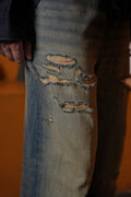EROSION BLUE RAW EDGE DENIM