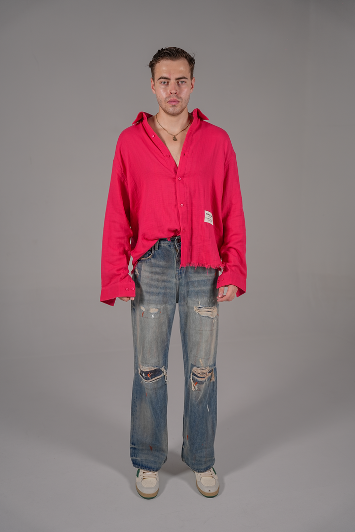 PINK ANARCHY FRAYED SHIRT