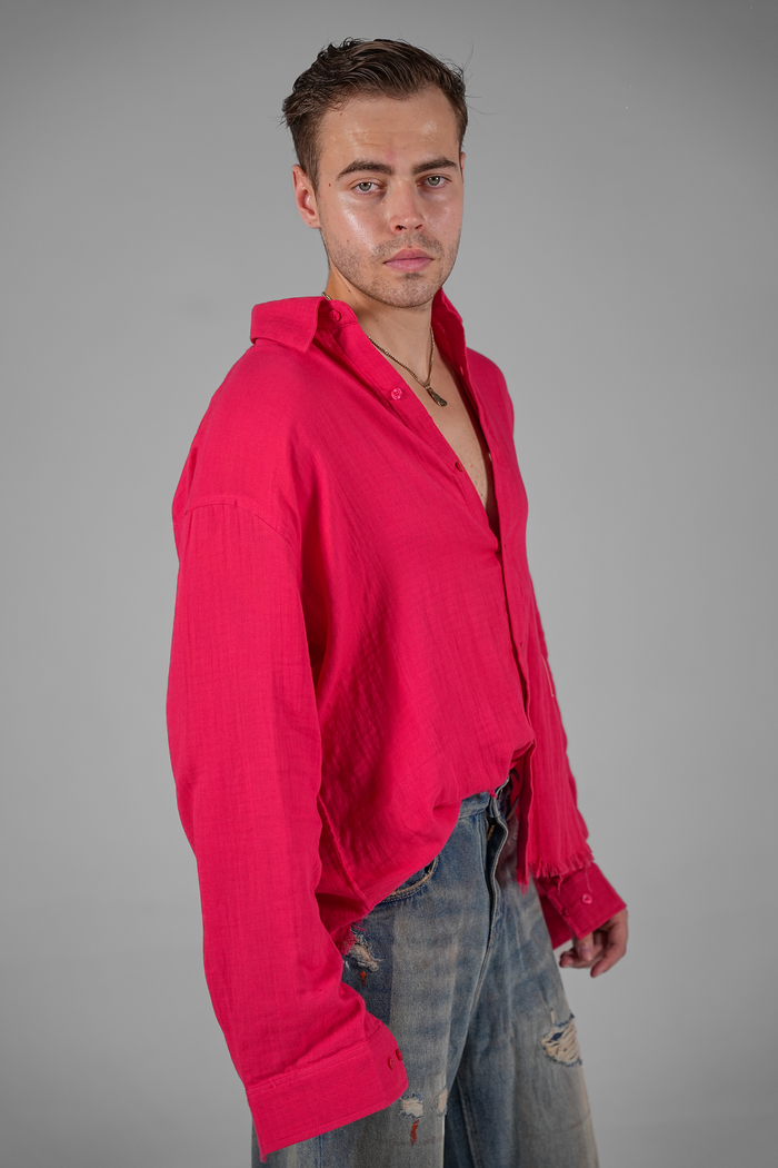 PINK ANARCHY FRAYED SHIRT