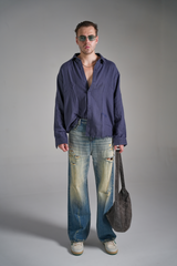 DEEP NAVY ARCHIVE FRAYED SHIRT