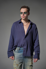 DEEP NAVY ARCHIVE FRAYED SHIRT