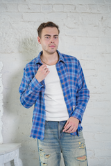 THE COBALT COBAIN FLANNEL RAW EDGE SHIRT